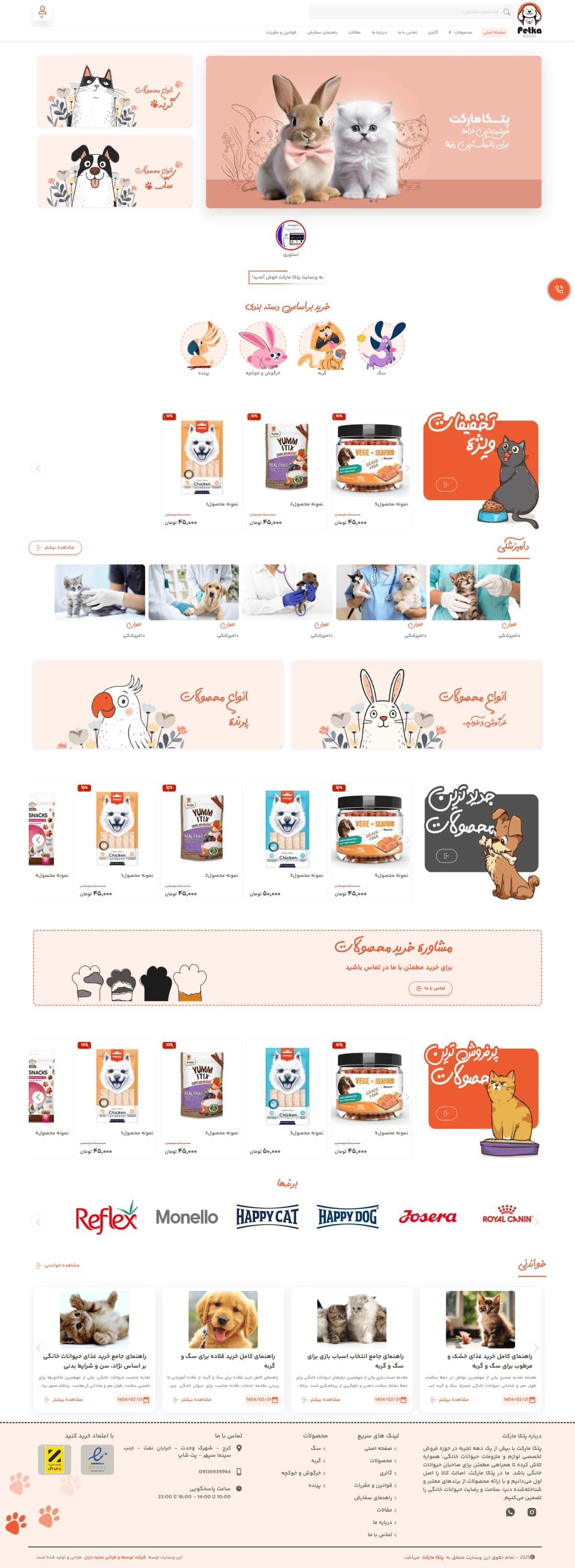نمونه طراحی سایت  پت شاپ